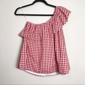 Lauren James Gingham One Shoulder Top
